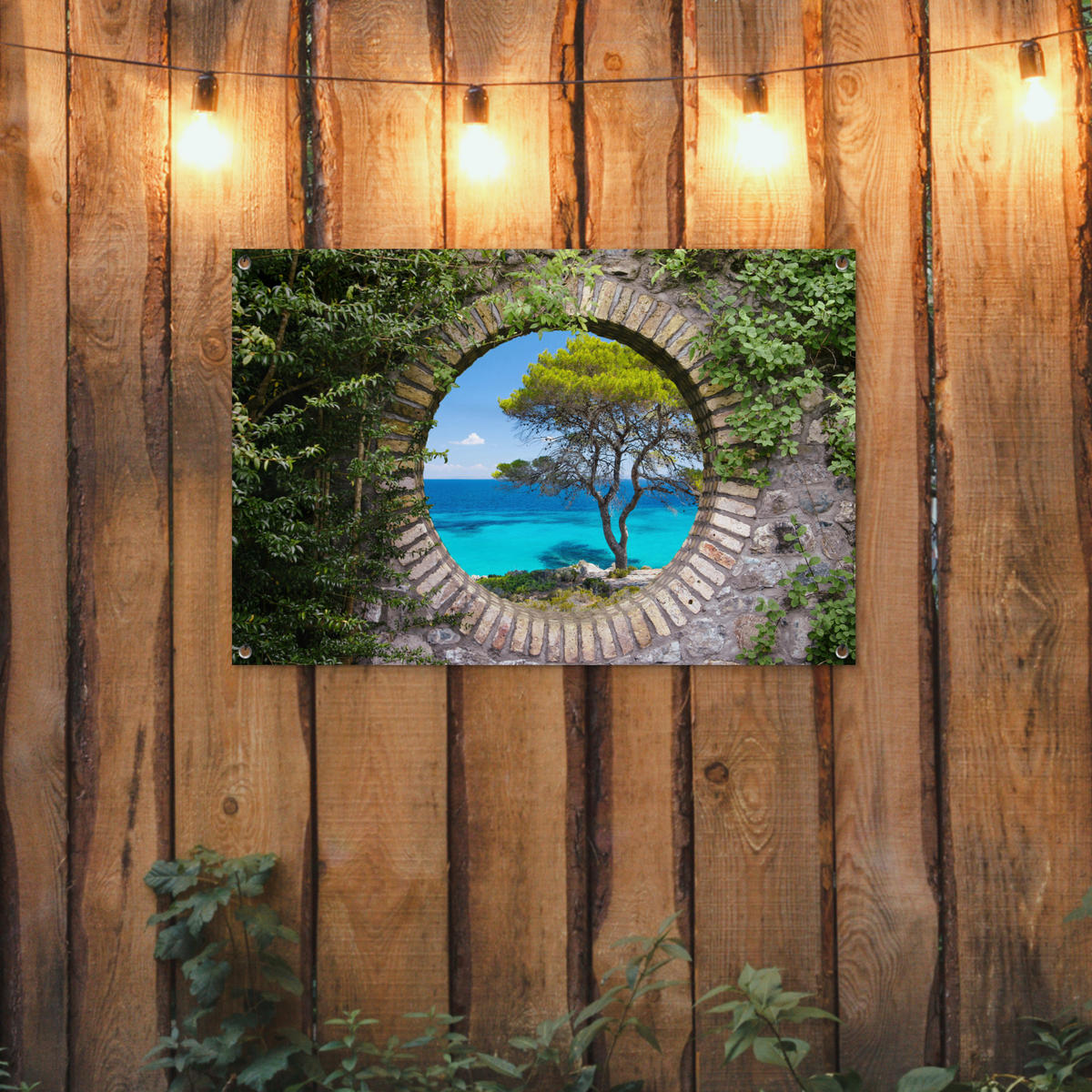 ZAHRADNÍ PLAKÁT Moře - Strom - Tropical - vista 90x60 cm - šedohnědá, plast (90/60/0.2cm) - OnlyWow