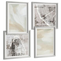 BILDER SET 4er Set - 50x50 cm & 40x60 cm Silberner Rahmen - Minimalismus der Farbstruktur - Silberfarben, Kunststoff (50/50cm) - TULUP