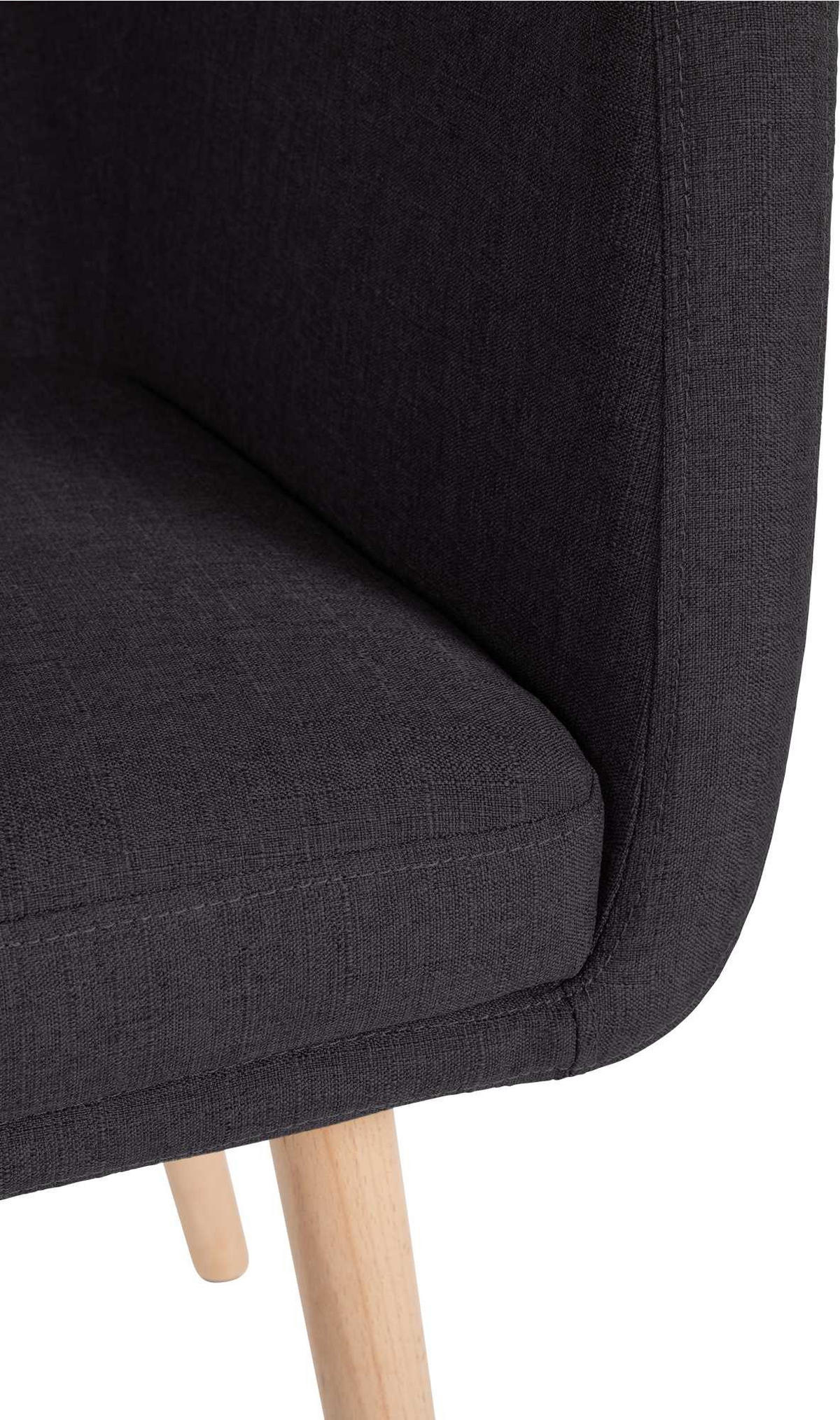ARMLEHNENSTUHL Stoff schwarz - Eukalyptusholzfarben/Schwarz, Holz/Textil (61/88/57.5cm) - CLP