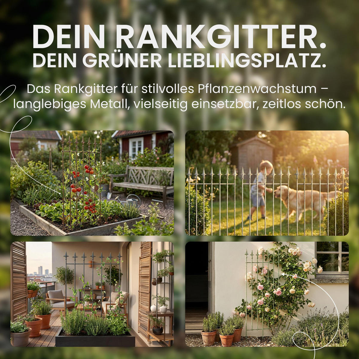 RANKGITTER Metall Antik-Grün - Grün, Metall (50/100/0.7cm) - CLP