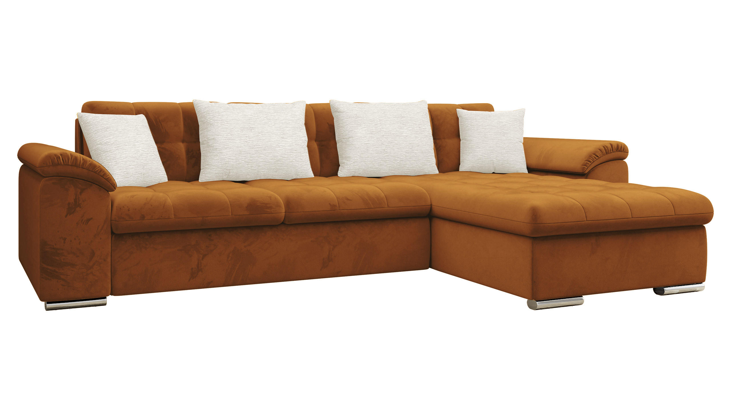 ECKSOFA Diana Premium, Seite: Rechts - Beige/Bronzefarben, Holz/Textil (280/160cm) - MIRJAN24