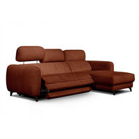 ECKSOFA SVEN 3-Sitzer, 1 Relax XL, verstellbare Kopfstützen, rot - Rot/Schwarz, Holzwerkstoff/Textil (256/163cm) - Courtois Laville