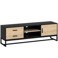TV Schrank TV Board mit Schrankfach, Schubladen, 2 offenen Fächern Schwarz - Schwarz, Holzwerkstoff (35/45/140cm) - HOMCOM