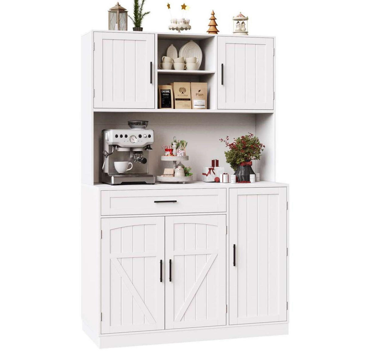 KOMODA od MDF-a i metala, 110/38/180 cm bijela, s LED rasvjetom i utičnicama - bijela, drvni materijal (110/180/38cm) - BEAOK