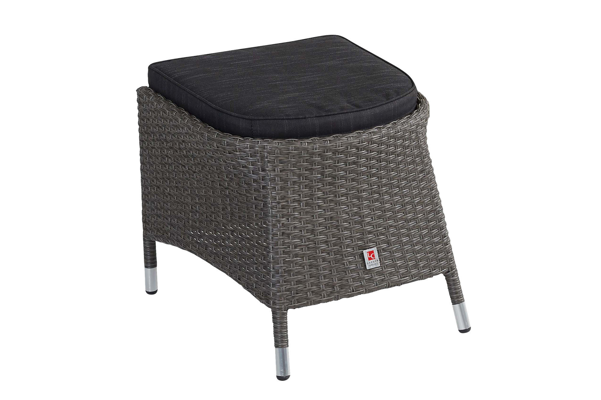 GARTENHOCKER Kansas 57x50x42 cm, Polyrattan, Grau-Mix - Grau, Kunststoff (50/42/57cm) - dasmöbelwerk