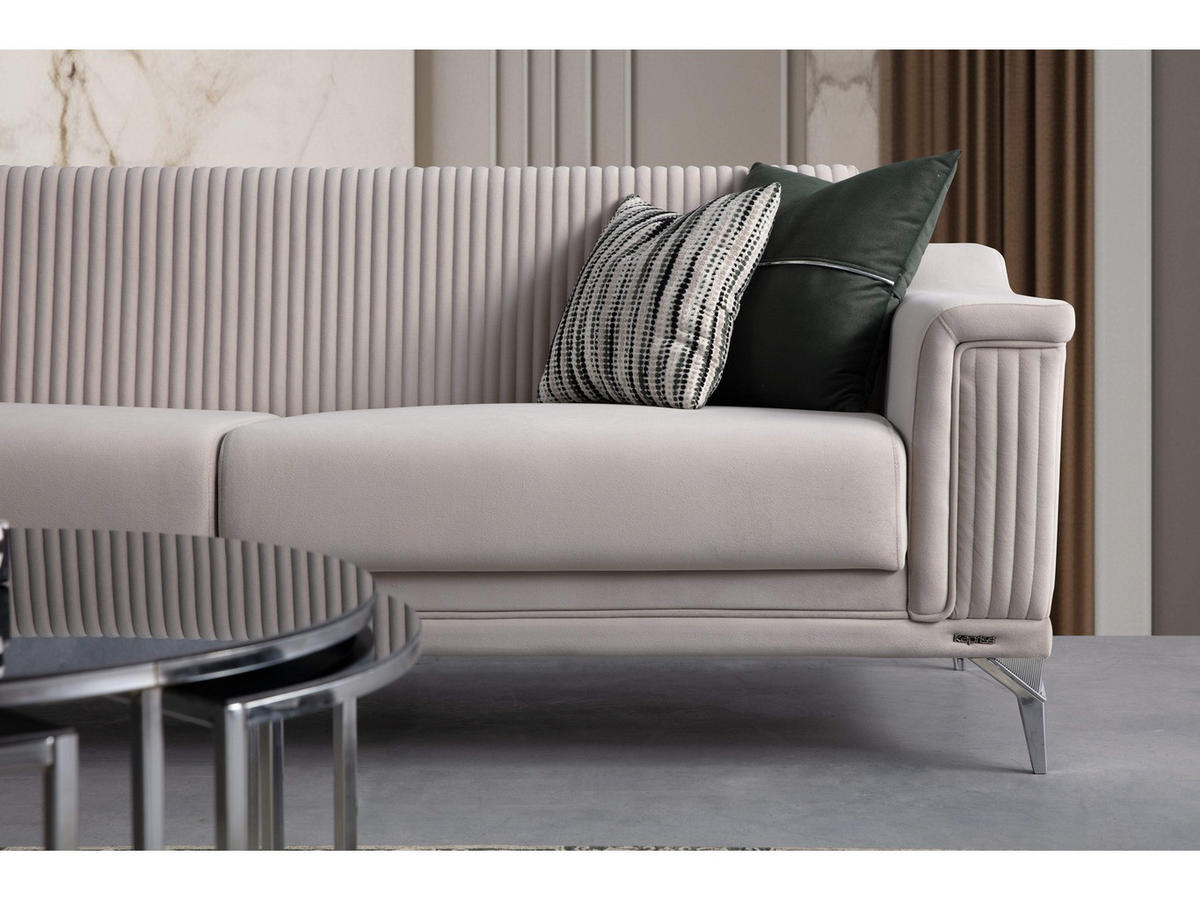 SOFA Versus 3-Sitzer Creme - Creme, Kunststoff/Textil (230/84/90cm)