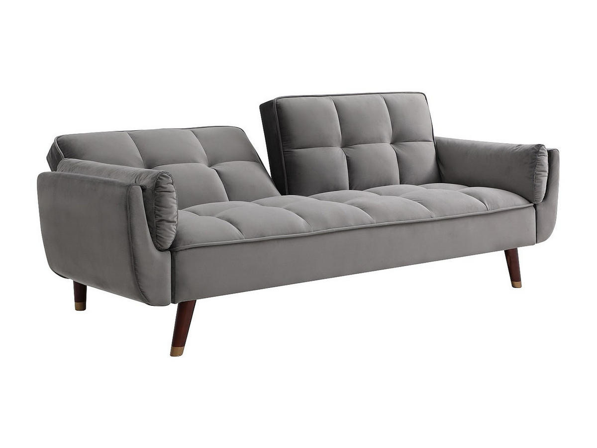 SCHLAFSOFA - 3 Personen - Samt, Stoff - Grau - - Grau, Textil (211/82/90cm) - Vente-Unique