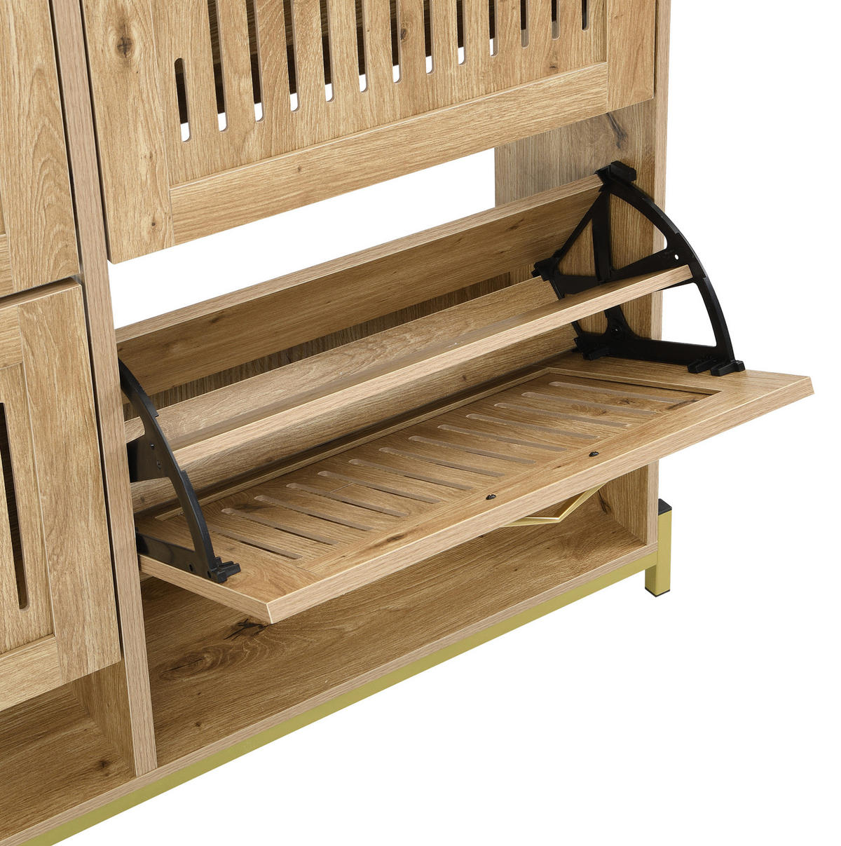 SCHUHSCHRANK 108,5/24/100 cm mit 4 Türen im schlanken Design, Holzfarbe - Naturfarben, Holzwerkstoff (108.5/100/24cm) - BEAOK