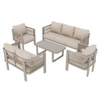 GARTENMÖBEL-SET 5-teilig Teslin 3-Sitzer 2-Sitzer Khaki - Hellbraun, Textil - FLIEKS