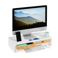 MONITORSTÄNDER Weiß Natur 2-Schubladen - Multicolor, Holz/Holzwerkstoff (27/55.5/12cm) - Relaxdays