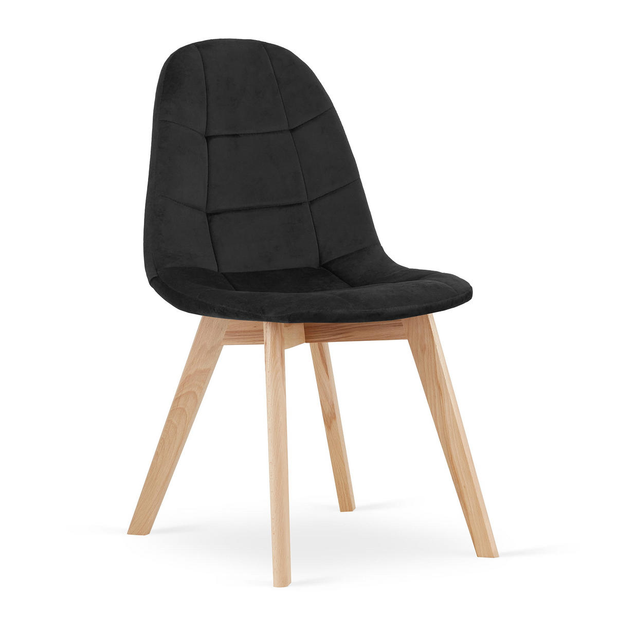 STUHL SORANO 1 Stück, Schwarz, mit Samtstoff gepolstert - Schwarz, Holz/Textil (45/82/54cm) - Komodee