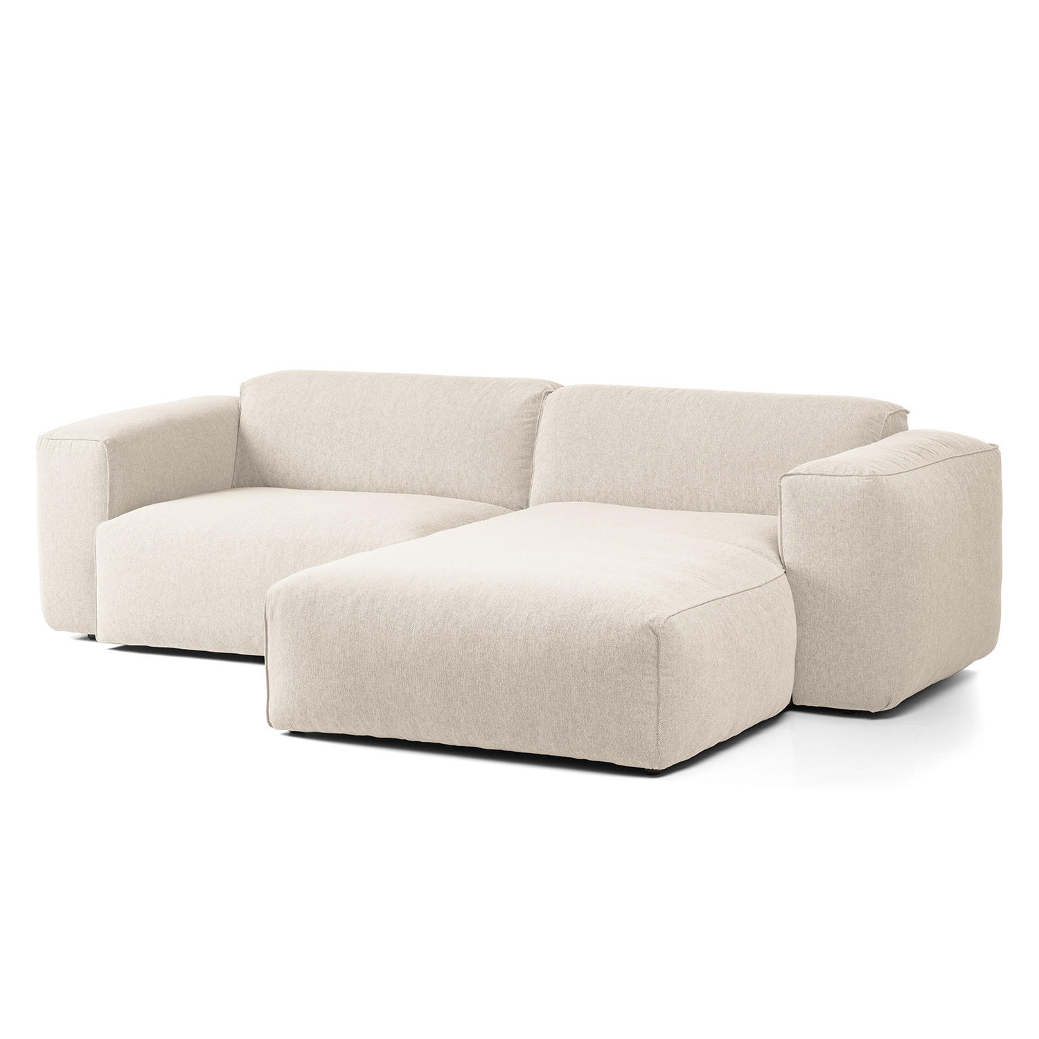 1,5-SITZER ECKSOFA mit Longchair - Beige/Schwarz, Kunststoff/Textil (260/173cm) - home24