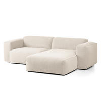 1,5-SITZER ECKSOFA mit Longchair - Beige/Schwarz, Kunststoff/Textil (260/173cm) - home24