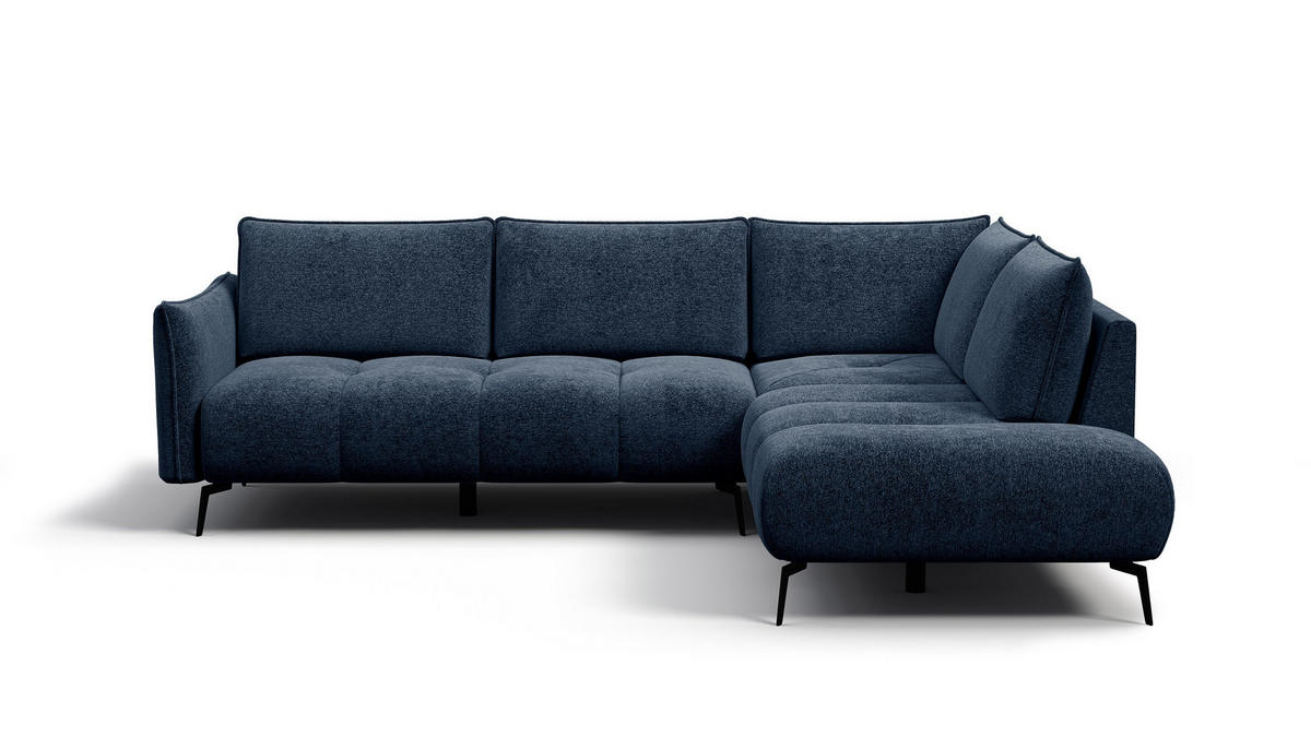 ECKSOFA AERA 5-Sitzer rechts, dunkelblau - Schwarz/Dunkelblau, Holz/Textil (268/206cm) - Wozimo