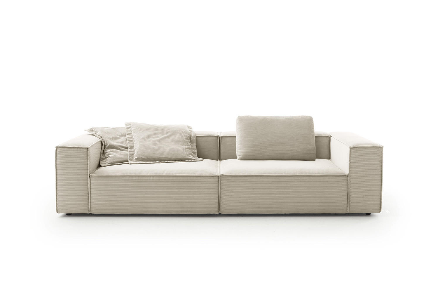 SOFA CARMO Weiß Cord - Schwarz/Weiß, Kunststoff/Textil (306/68/118cm) - KAWOLA