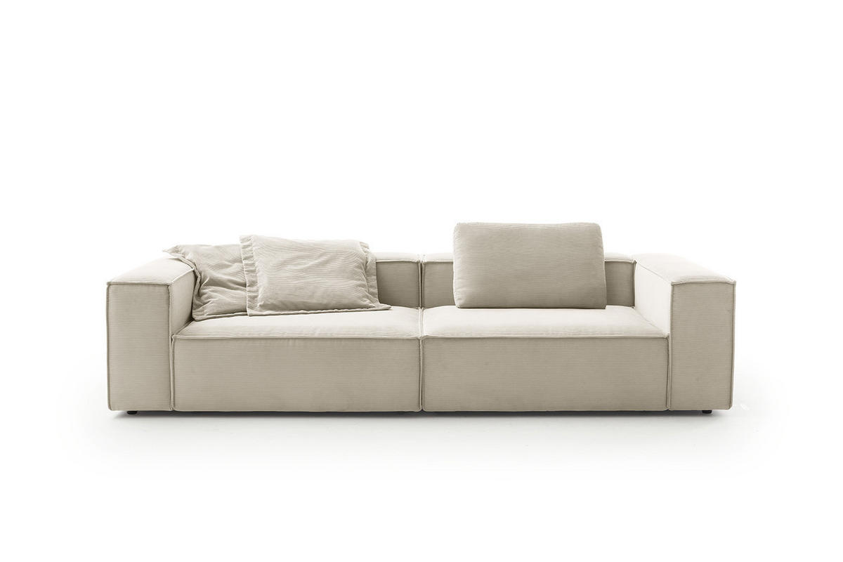 SOFA CARMO Weiß Cord - Schwarz/Weiß, Kunststoff/Textil (306/68/118cm) - KAWOLA