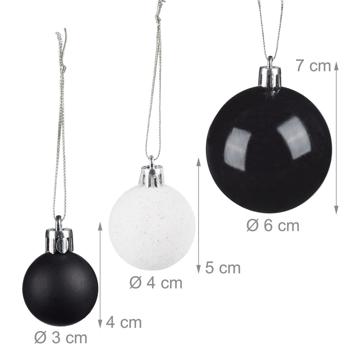 VIANOČNÉ gule - viacfarebná, plast (6/7/6cm) - Relaxdays