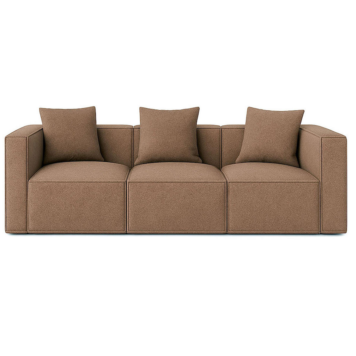 3-SITZER-SOFA Box Stoff Beige - Beige, Textil (256/65/92cm) - ebuy24