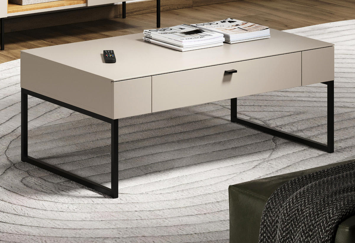 COUCHTISCH Kaschmir 110 cm, Wohnzimmertisch mit Schublade mit Soft-Close - Kaschmir, Holzwerkstoff/Metall (68/110/45cm) - Top.Furn