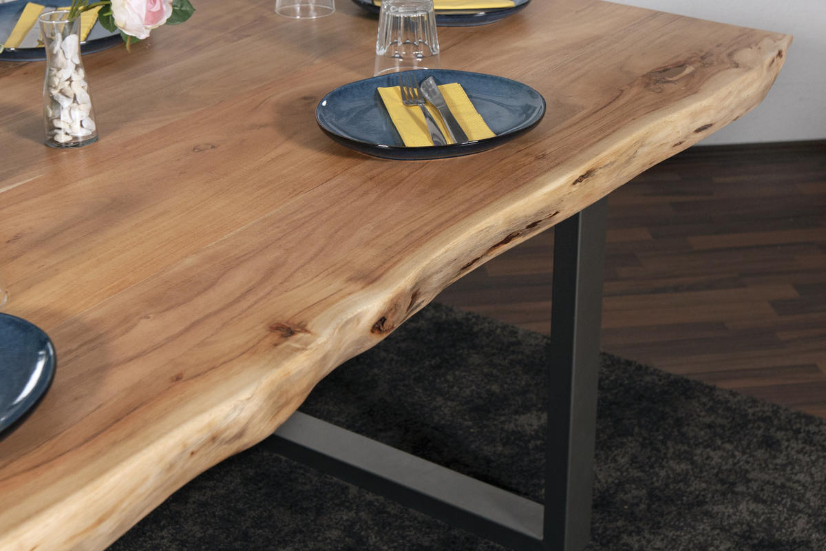 ESSTISCH CALI - Beige/Silberfarben, Holz/Metall (100/300/77cm) - SAM