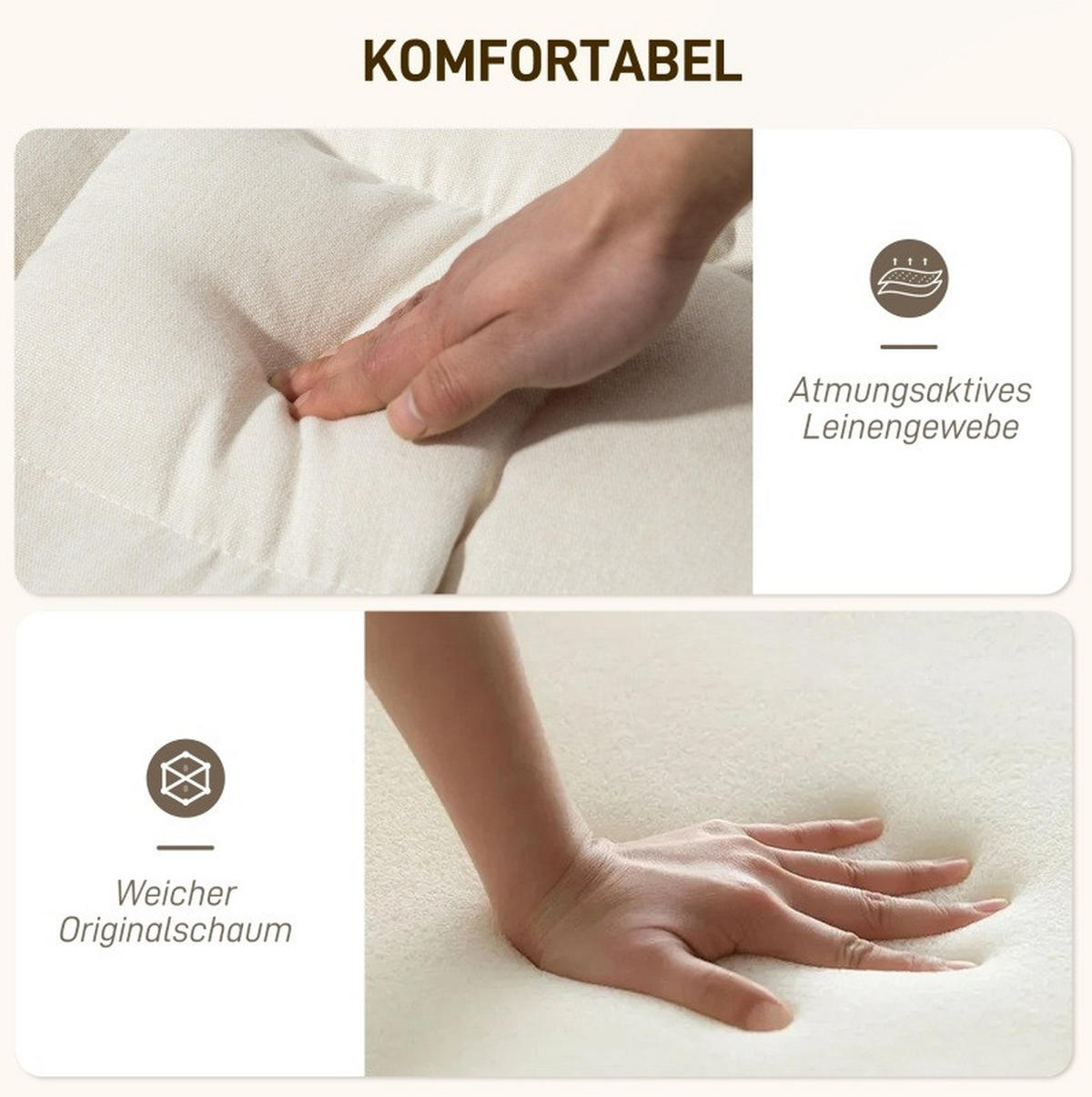 SCHAUKELSTUHL Polyesterbezug mit verstellbarer Fußstütze bis 90° 67/106-123/92 cm Creme - Creme, Textil (67/92/106cm) - Redom