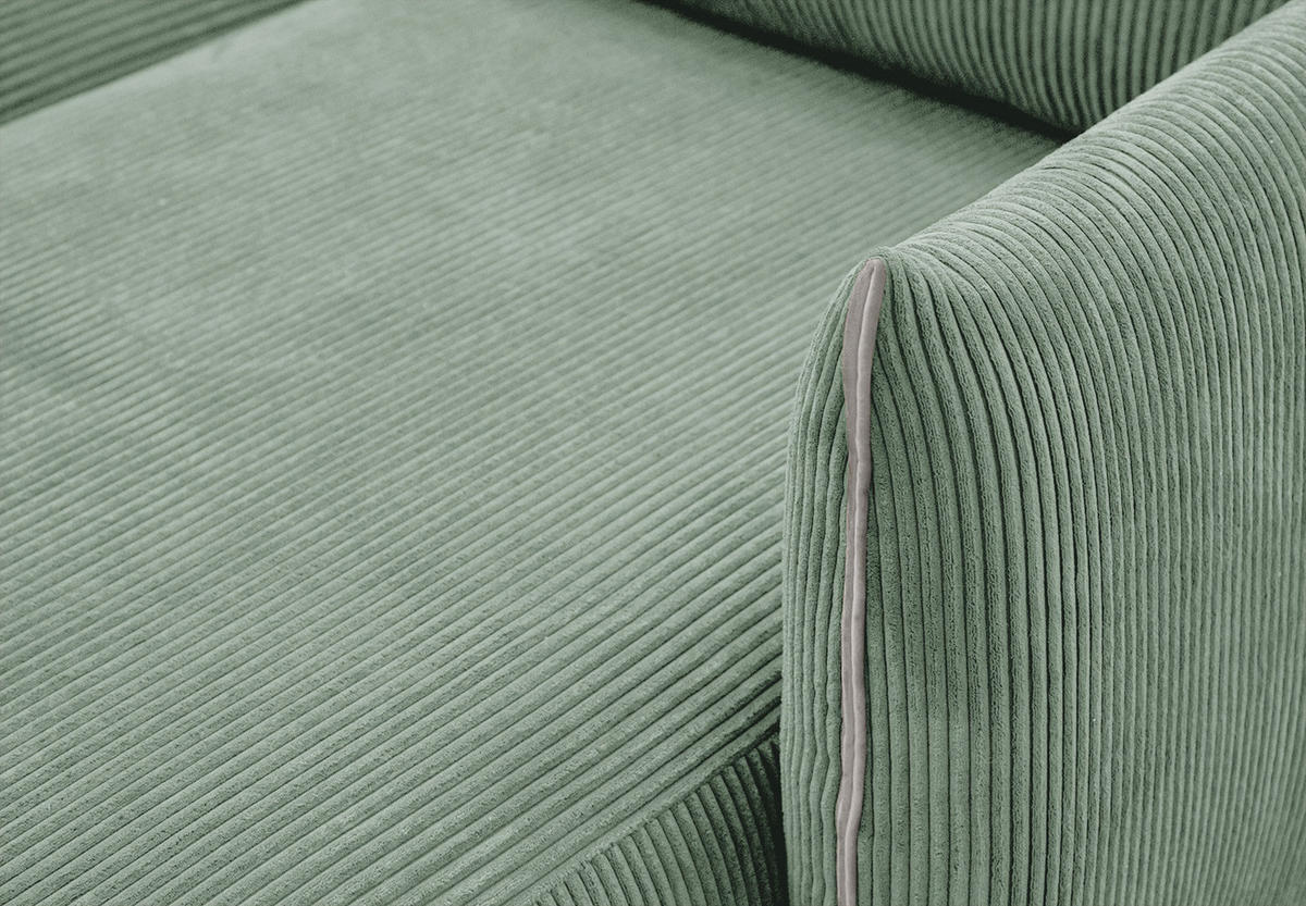 ECKSOFA TAUER 5-Sitzer, mintgrün - Schwarz/Mintgrün, Holzwerkstoff/Kunststoff (294/173cm) - Courtois Laville