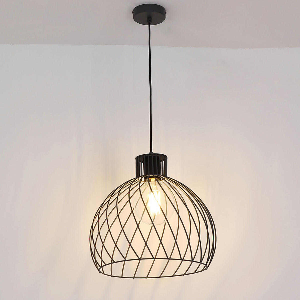 HÄNGELEUCHTE Metall Geflecht Grau - Grau, Metall (35/35/120cm)