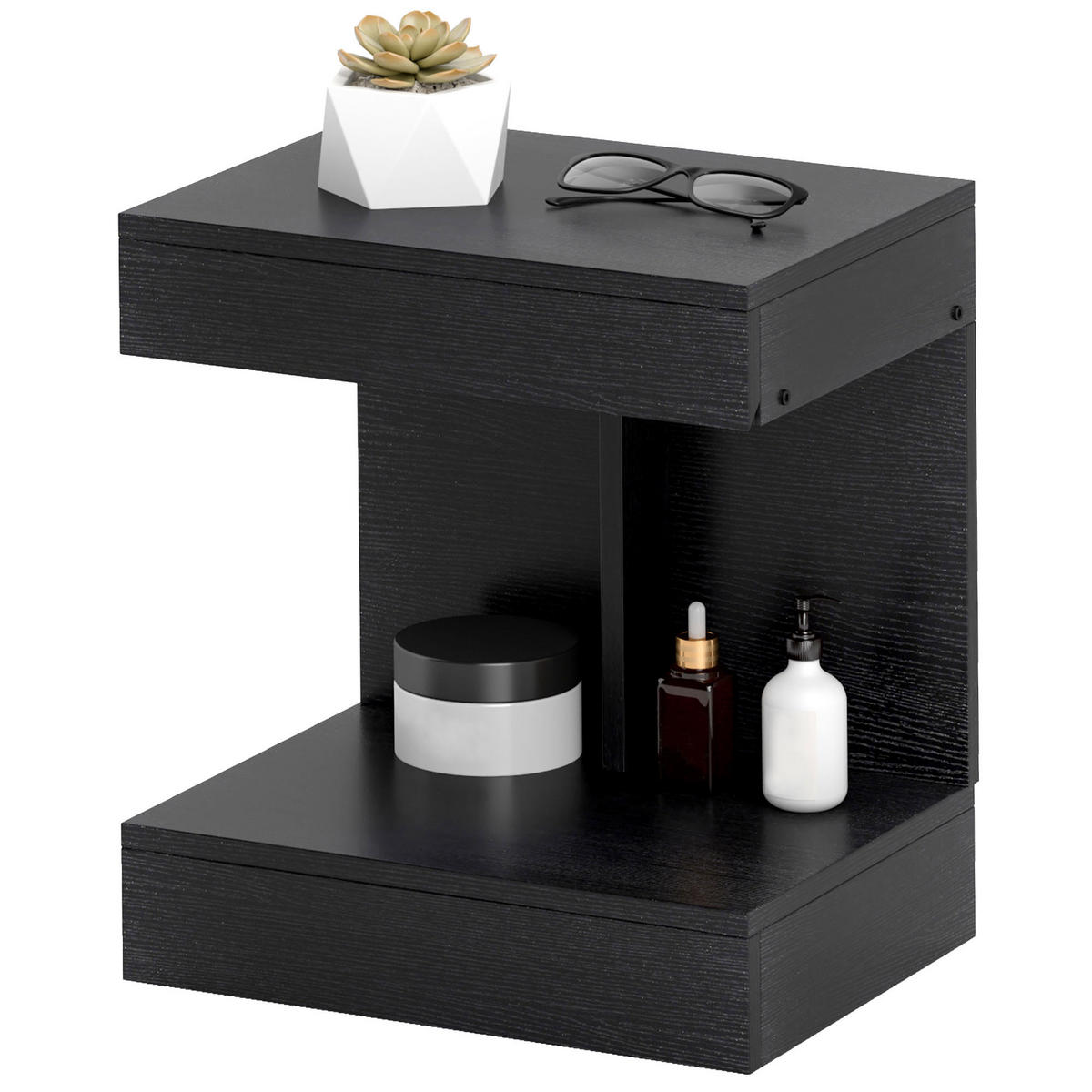 NACHTTISCH Schwarz 30.0/40.0/46.0cm - Schwarz, Holzwerkstoff (40/46/30cm)