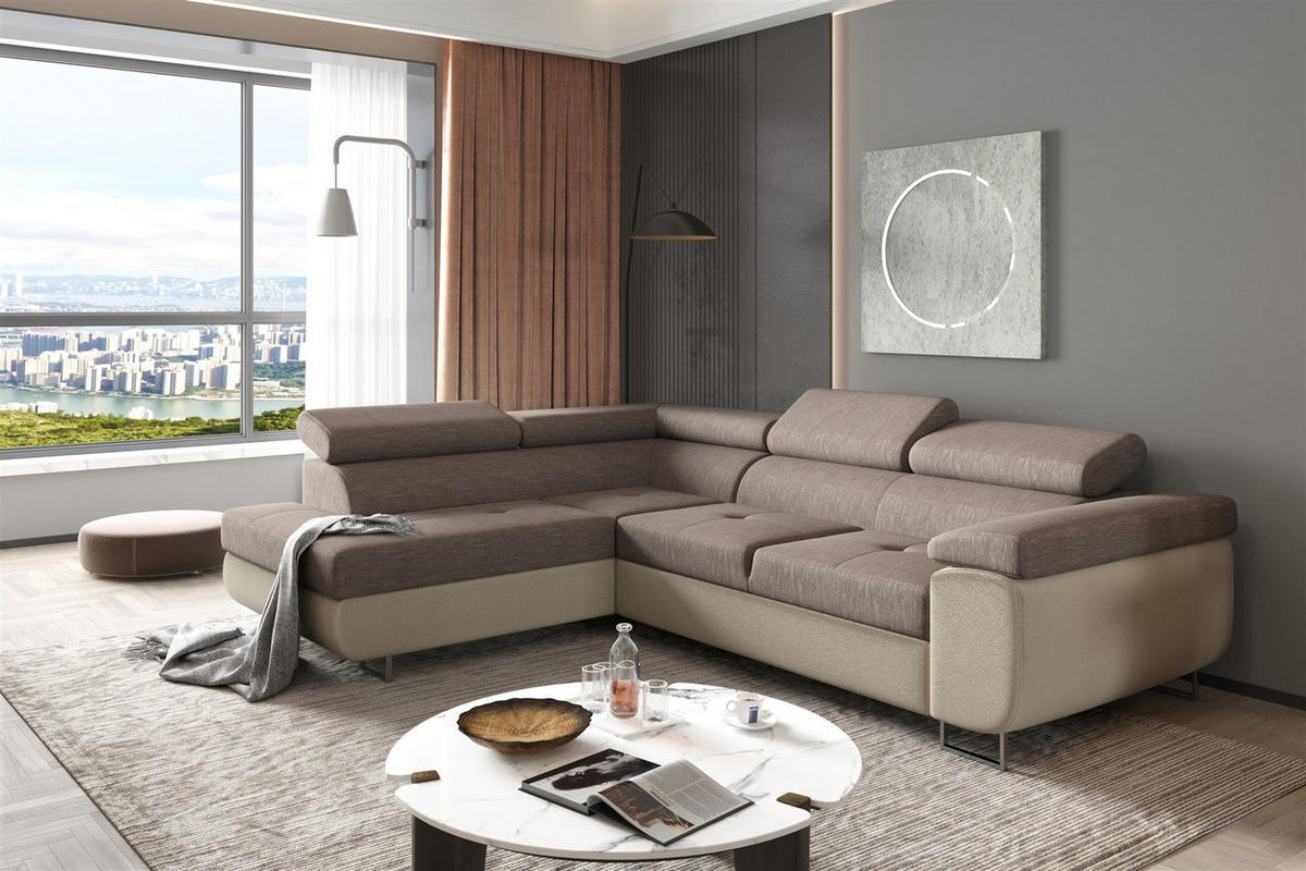 ECKSOFA Jade Mit Schlaffunktion - Creme, Holzwerkstoff/Textil (202/275cm) - Fun Möbel
