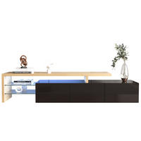 LOWBOARD mit LED-Beleuchtung, 3 Schubladen und Offene Fächer - Schwarz, Glas/Holzwerkstoff (197.5/42/39cm) - Urban Meuble