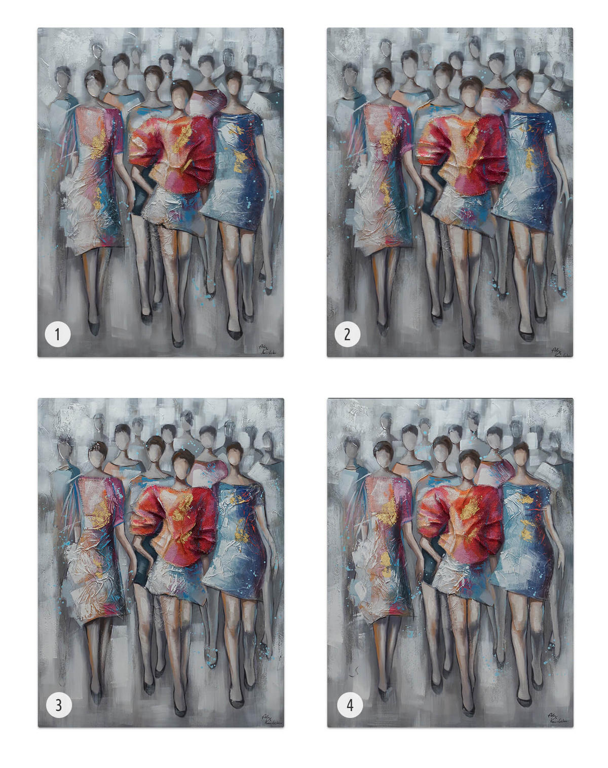 RUČNE MAĽOVANÝ AKRYLOVÝ OBRAZ 75/100 cm, sivý, figurálny motív - sivá, drevo/textil (75/100cm) - KUNSTLOFT