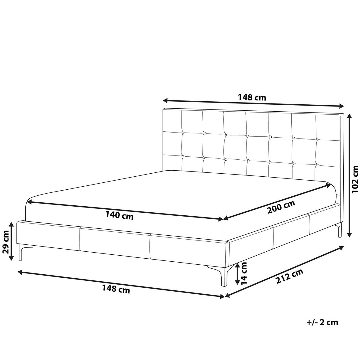 POLSTERBETT 140/200cm Grau Ambert - Grau, Textil (140/200cm) - Beliani