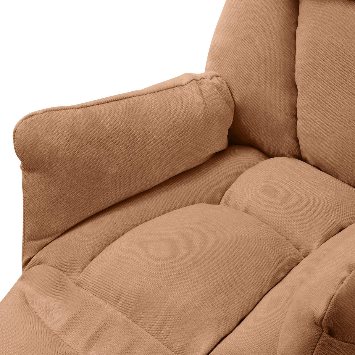 RELAXSESSEL Braun Leinenbezug verstellbar mit Armlehnen und Fußablage - Schwarz/Braun, Textil/Metall (85/102/82cm) - ML-DESIGN