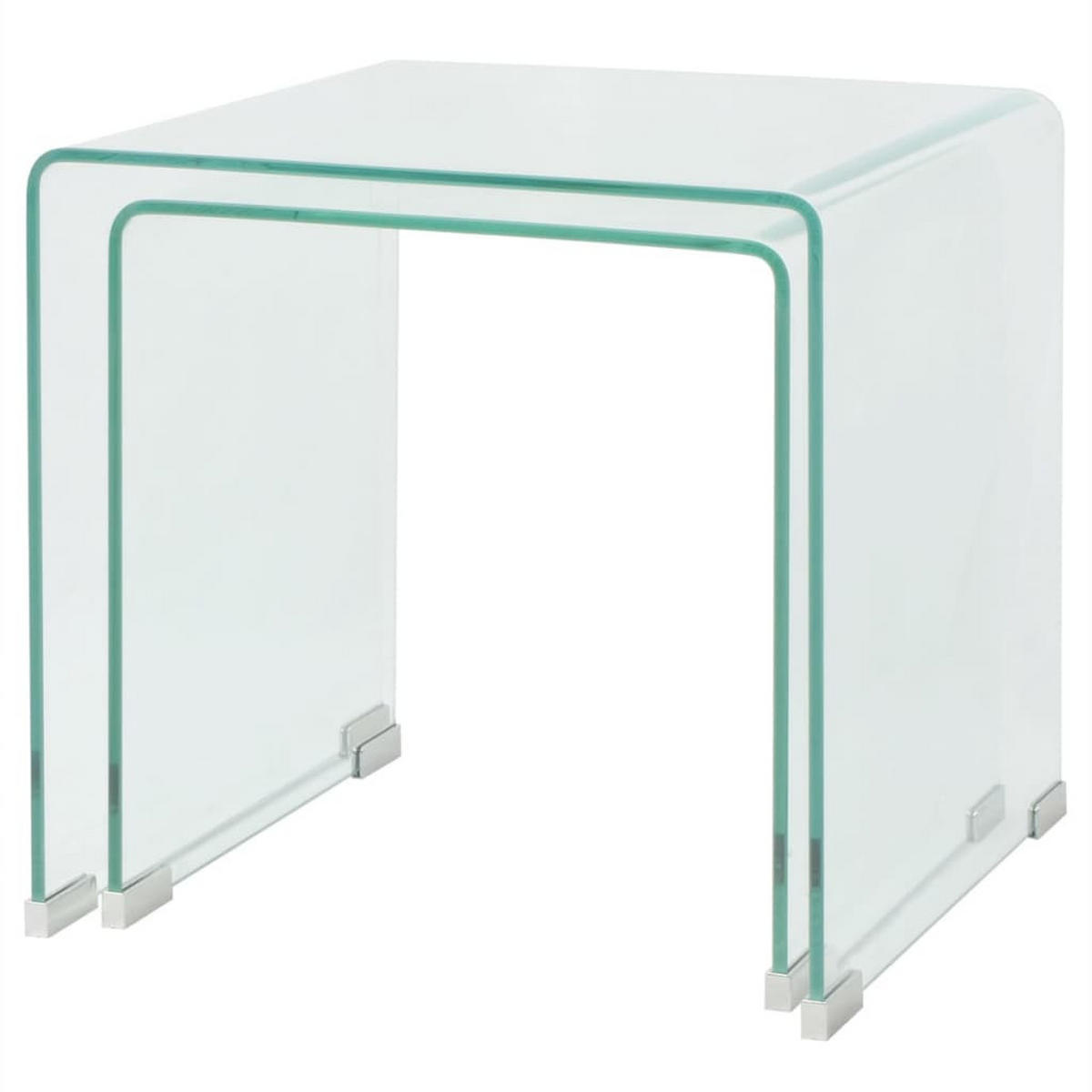 COUCHTISCHSET 36-42/36-42/38,5-41,5 cm 2-tlg. aus Gehärtetem Glas Transparent U-Form - Transparent, Glas (42/42/41.5cm) - vidaXL