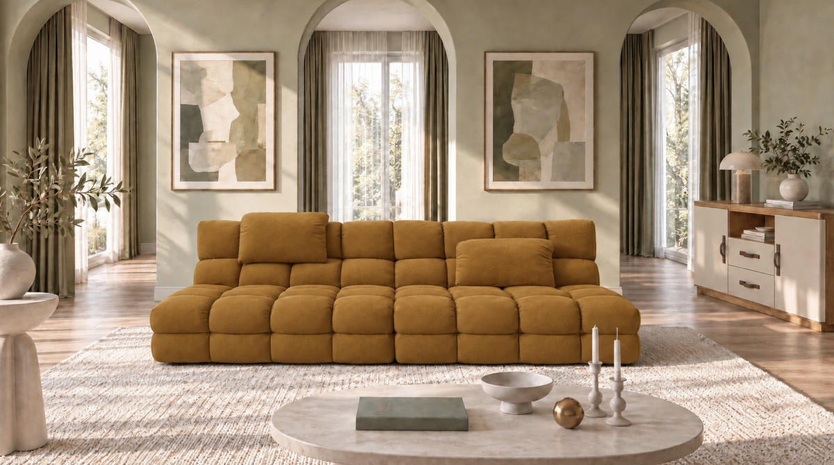 SOFA AMIA Braun Velvet - Dunkelbraun/Schwarz, Kunststoff/Textil (290/86/108cm) - KAWOLA