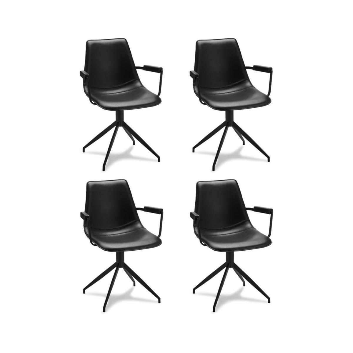 ARMLEHNSTUHL-SET 4 Stück in Kunstleder Schwarz - Schwarz, Textil/Metall (59/85/57cm) - Furnhouse