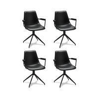 ARMLEHNSTUHL-SET 4 Stück in Kunstleder Schwarz - Schwarz, Textil/Metall (59/85/57cm) - Furnhouse