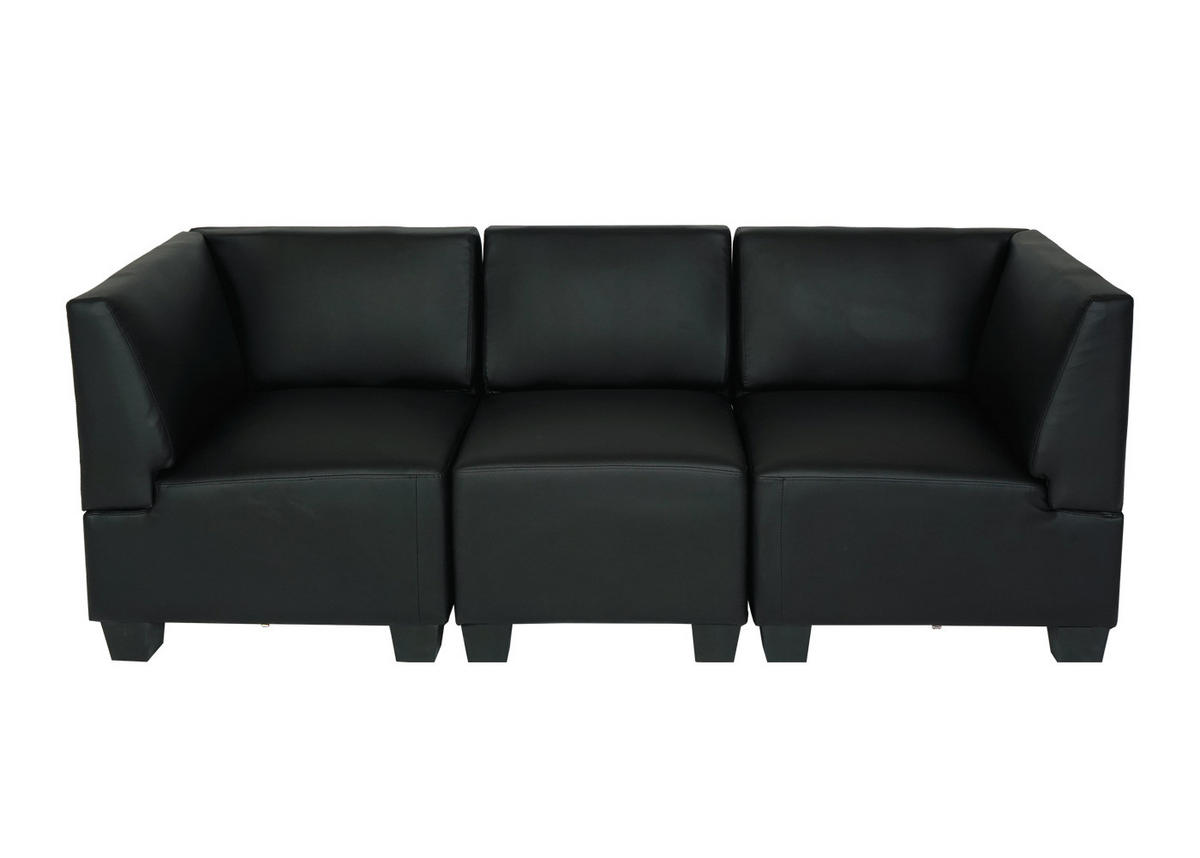 MODULAR 3-SITZER SOFA Schwarz - Schwarz, Textil (197/76/72cm) - MCW