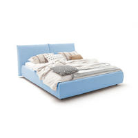 POLSTERBETT HENRY Hellblau Cord - Schwarz/Hellblau, Textil (140/200cm) - KAWOLA