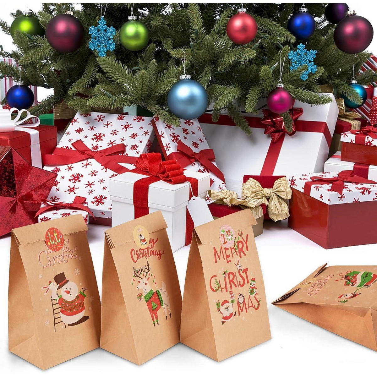 GESCHENKTÜTEN Weihnachten 24 Stück Set Kraftpapier Braun - Braun, Papier (8/24/13cm)