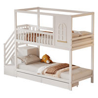 ETAGENBETT 90/200 cm aus Massivholz mit Schubladen und Sicherheitsleiter - Weiß, Holz (90/200cm) - BEAOK