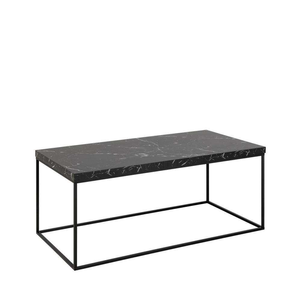 COUCHTISCH aus Marmor und Metall, 110x55cm - Mixo - Schwarz - Schwarz, Stein (110/55/45cm) - Drawer