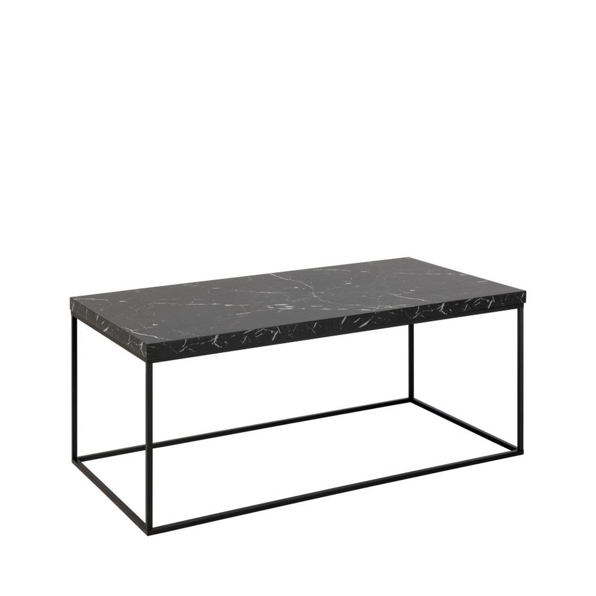 COUCHTISCH aus Marmor und Metall, 110x55cm - Mixo - Schwarz - Schwarz, Stein (110/55/45cm) - Drawer