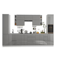 KÜCHENZEILE 500 cm – Aspen KA2-M500 - in Grau/Hochglanz - Grau, Holz (500/212/58cm)