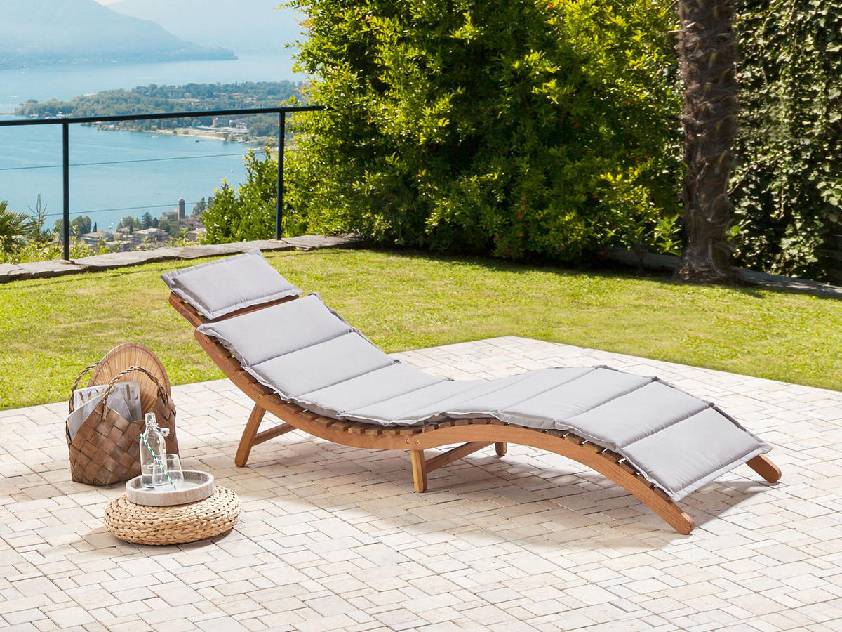 GARTENLIEGE Heller Holzfarbton Luino - Hellbraun/Grau, Holz (60/54/188cm) - Beliani