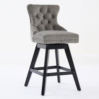 BARHOCKER 2er-Set aus Samt mit Holzbeinen, Grau - Grau, Textil (55/97.5/44.5cm)