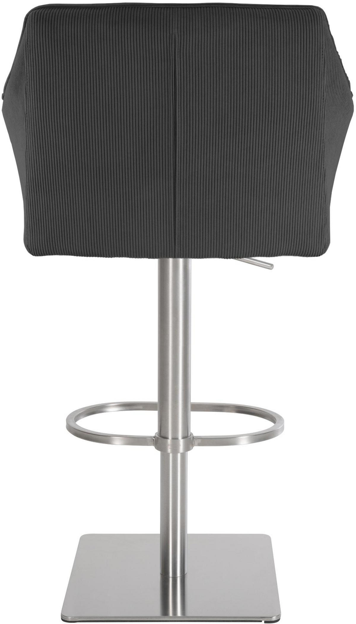 BARHOCKER Cord Dunkelgrau - Edelstahlfarben/Dunkelgrau, Textil/Metall (64/88/45cm) - CLP