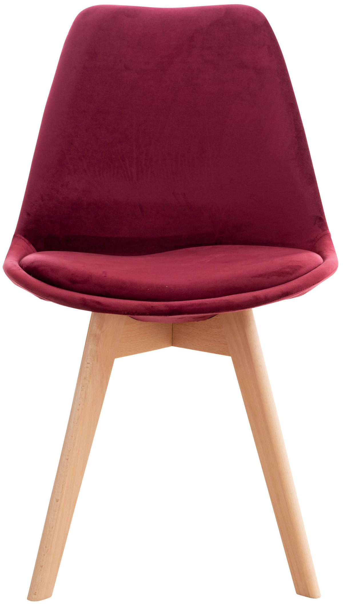 STUHL 4er Set Samt bordeauxrot - Eukalyptusholzfarben/Bordeaux, Holz/Textil (49/83/50cm) - CLP