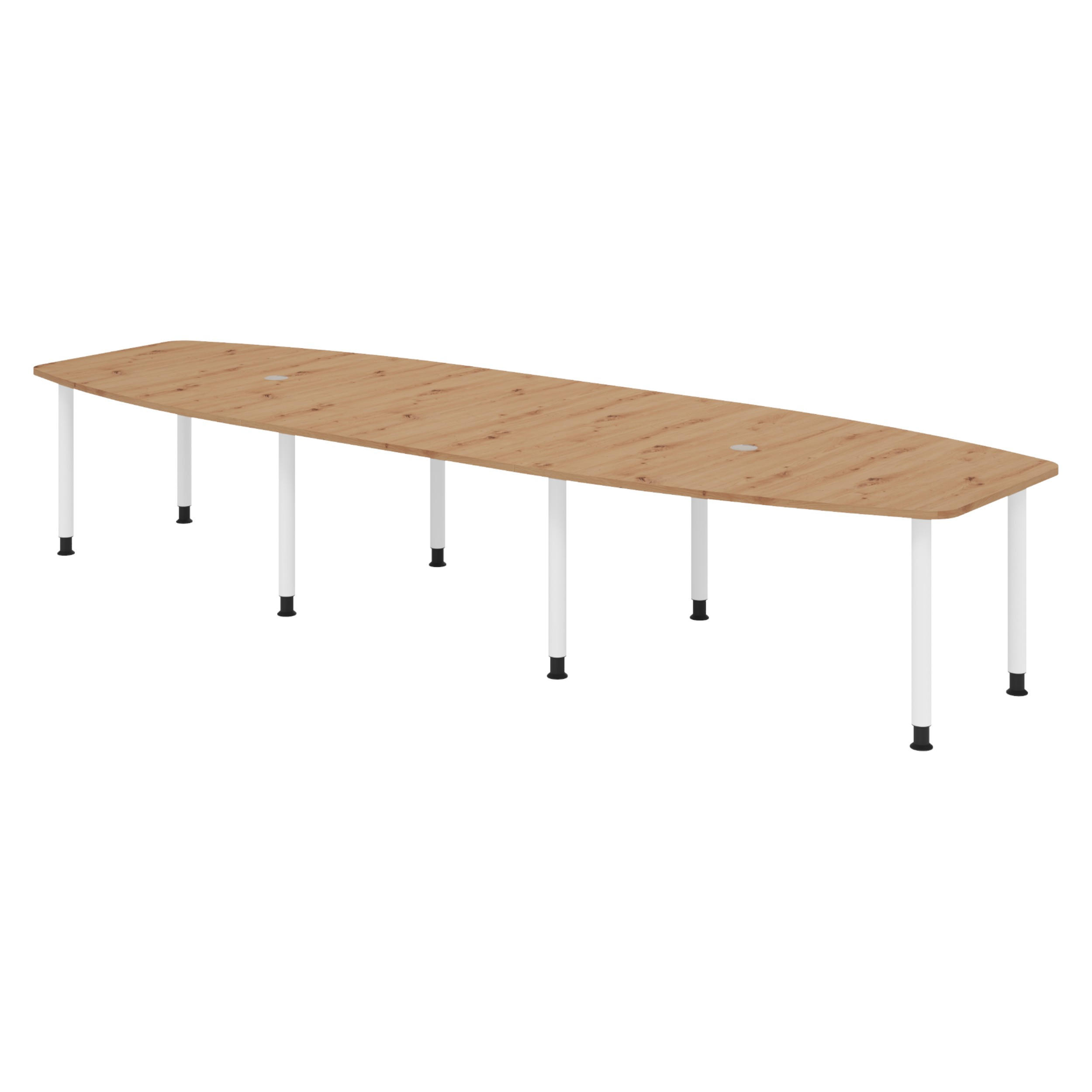 bümö Konferenztisch Wildeiche, Weiß 400x74x130 cm
