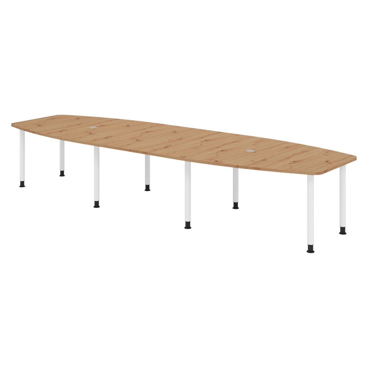 KONFERENZTISCH groß KT40 130/400/74 cm in Wildeiche/Füße in Weiß - Wildeiche/Weiß, Holzwerkstoff (130/400/74cm) - bümö